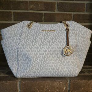 Michael Kors Jet Set Large Vannila Tote Purse Shoulder Bag